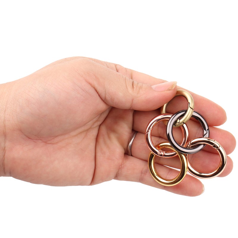 Tiberham Spring Clip Round Carabiner, Tiberham 5 Pcs Gate O Ring Spring Loaded Snap Clip, Key Ring Buckle Locking Carabiner Hook, Metal Secure Holder Organizing Accessory for Bags Purses Keychain (5 Colours) - Image 4